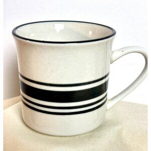 Mainstays Home Banded Mug Cup Coffee Tea Cocoa Contemporary Kitchen White Black